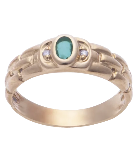 bague brique émeraude en or jaune 18K disponible chez virtu luxury
