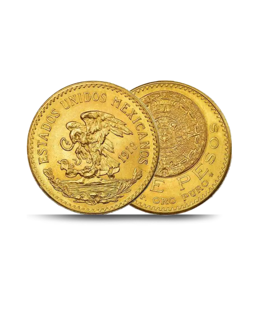 Avers et Revers Pièce or de 20 Pesos Mexicains disponible chez VIRTU LUXURY
